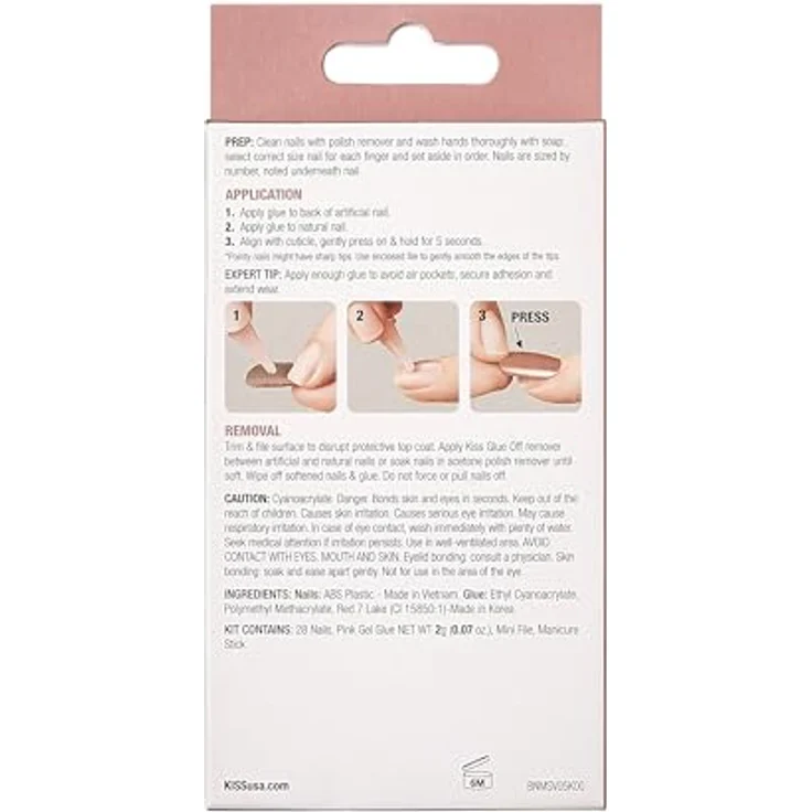 KISS Bare But Better Medium, künstliche Fingernägel Chemistry, 28 St. mit Spezialkleber für langanhaltende Gelnägel-Maniküre – Bild 8