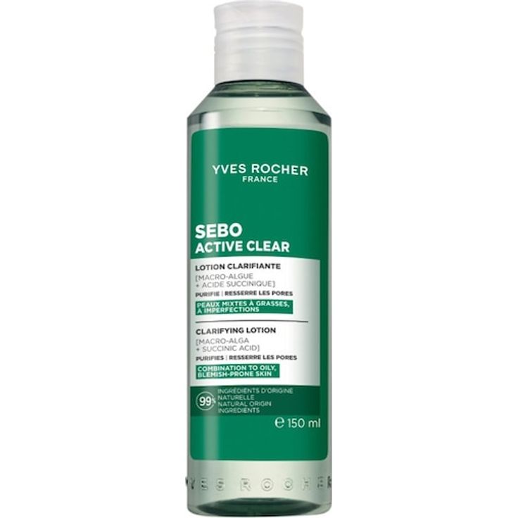 Yves Rocher SEBO ACTIVE CLEAR Clarifying Lotion, Gesichtsreinigung für Mischhaut bis fettige Haut, 150 ml