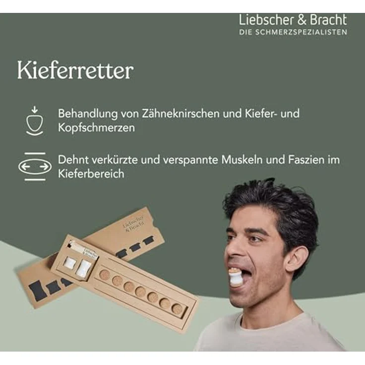 Liebscher & Bracht Kieferretter – gegen Zähneknirschen & CMD, 18 Dehnstufen, inkl. Halter, Korken-Set – Bild 2