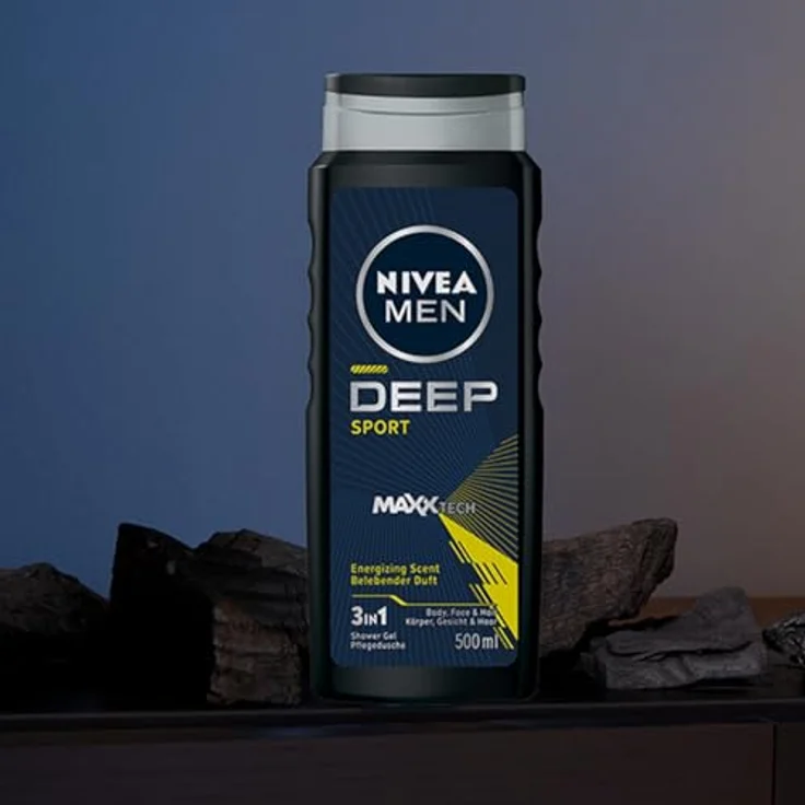 NIVEA MEN DEEP SPORT Duschgel, 500 ml, 99 % biologisch abbaubare Formel mit dermatologisch bestätigter Hautverträglichkeit und frischem Duft – Bild 3