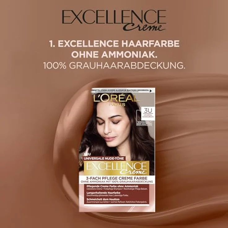 L'Oréal Paris Excellence Crème Nudes 3U - Dunkelbraun Haarfarbe 1 Stk – Bild 2