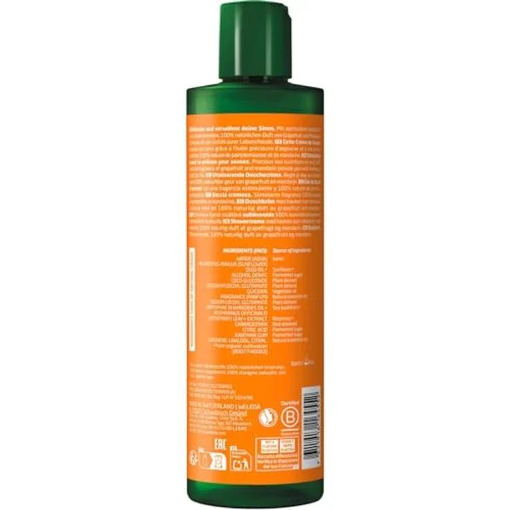 WELEDA Bio Sanddorn Vitality XL Duschgel mit Grapefruit / Sandelholz Duft, 100% vegan (1x 400ml) – Bild 3