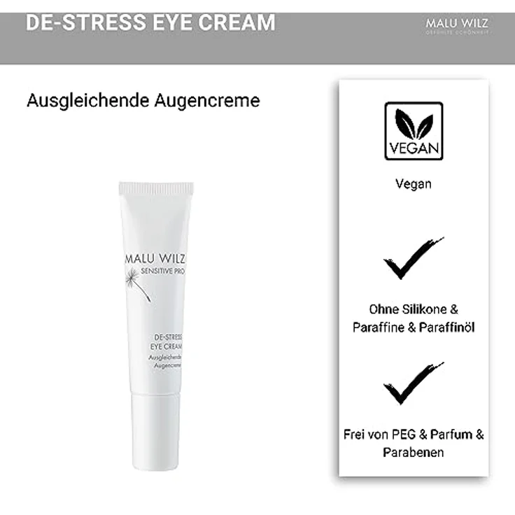 Malu Wilz DE-Stress Eye Cream 15ml I Skincare Augencreme für sanfte Gesichtspflege I Schützende Gesichtspflege-Creme mit Hyaluronsäure I Vegan – Bild 3