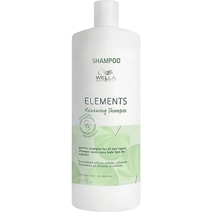 Wella Professionals Elements Renewing Shampoo ohne Sulfate und Silikone – beruhigende Haarpflege für empfindliche Kopfhaut – mit Aloe Vera und Vitamin E – 1 l