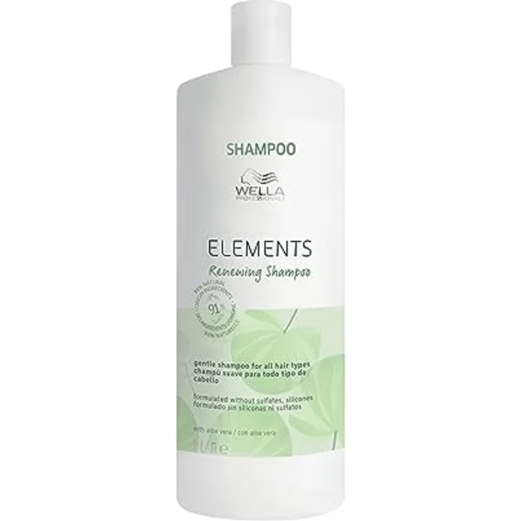 Wella Professionals Elements Renewing Shampoo ohne Sulfate und Silikone – beruhigende Haarpflege für empfindliche Kopfhaut – mit Aloe Vera und Vitamin E – 1 l – Bild 1