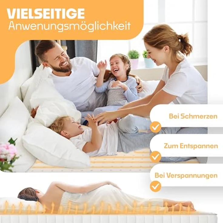 KESSER Wärmeunterbett mit Abschaltautomatik Fernbedienung Heizdecke mit 3 Temperaturstufen Wärmebettunterlage fürs Bett Matratzenheizung Wärmedecke aus weichem Vlies Heizkissen 160x140cm, Weiß – Bild 7