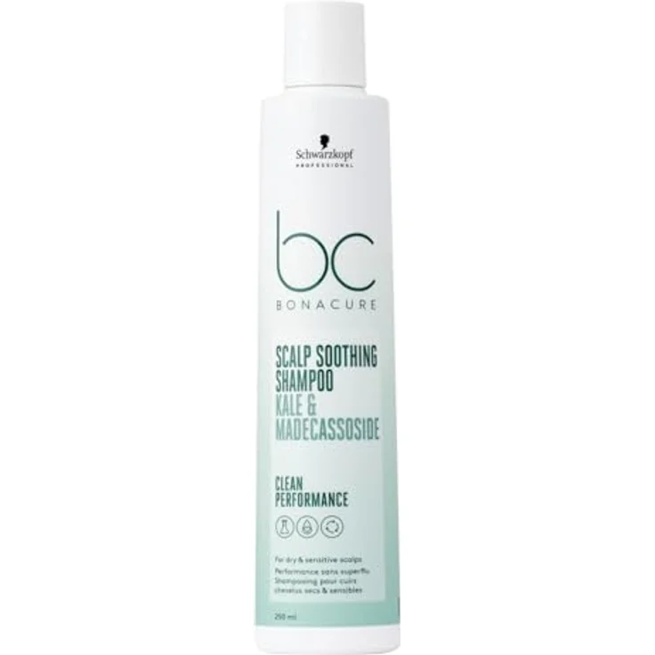 Schwarzkopf Professional Bonacure Soothing Shampoo Beruhigend Für Trockene Empfindliche Kopfhaut Superfood Grünkohl Madecassoside Hydratisierend Reinigend Vegane Formel Antientzündlich 250 ml – Bild 1