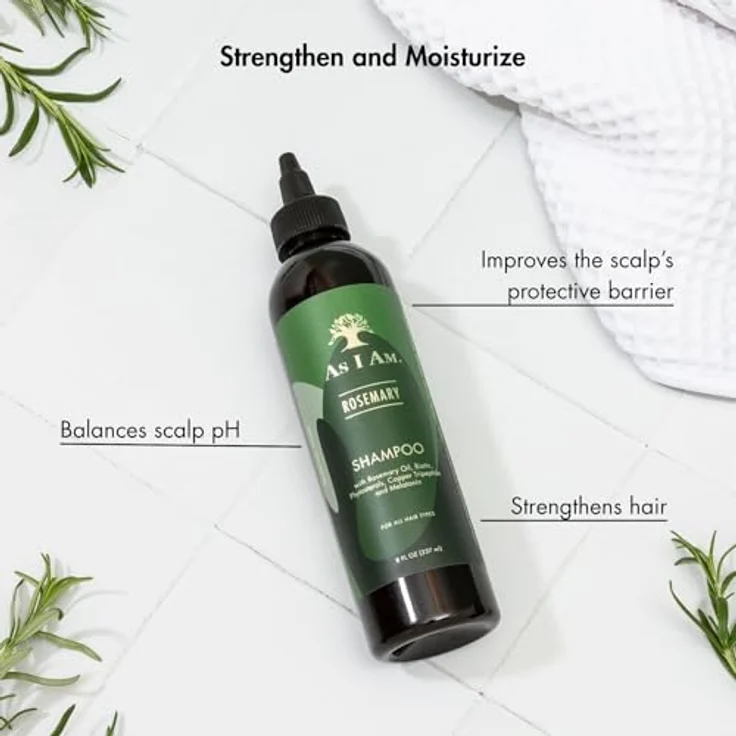 As I Am Rosmarin-Shampoo, 237 ml, Kopfhautbehandlung mit Biotin und Sägepalme zur Haardichtestärkung – Bild 4
