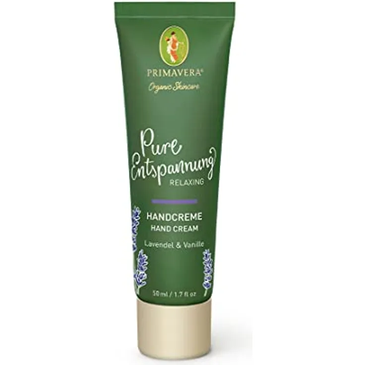 PRIMAVERA Pure Entspannung Handcreme 50 ml – Naturkosmetik – Lavendel, Vanille Duft – nährend, stärkend, pflegend – vegan