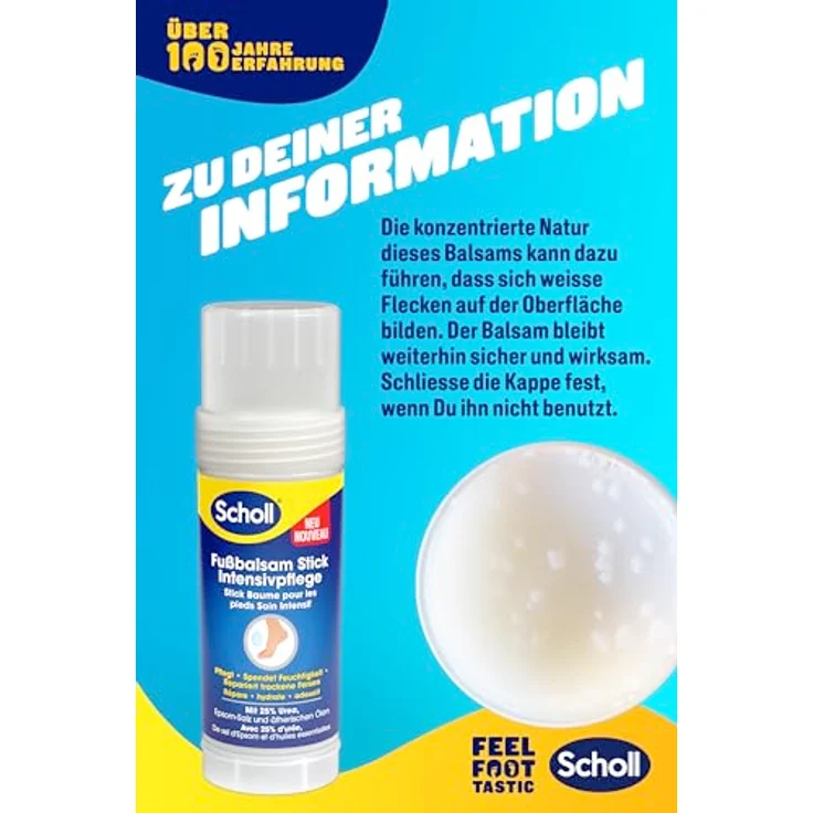 Scholl Intensiv Pflegender Fußbalsam Stick, 25% Urea, Epsom-Salz & ätherische Öle für sehr trockene, rissige Fersen – Bild 4