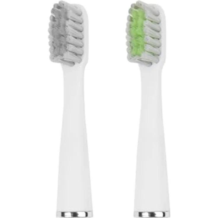 Emmi-dent Ersatzbürsten, 2x Bürstenköpfe Weiß für Sonic to go Schallzahnbürste, Wellenform, ausgewogener Härtegrad, Ersatzzahnbürsten für Ultraschall Zahnbürste – Bild 1