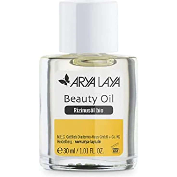 Arya Laya Beauty Oil Rizinus bio, 30 ml: für schöne Wimpern & dichte Augenbrauen, kräftiger Haarwuchs & gesunde Haarspitzen, vegan