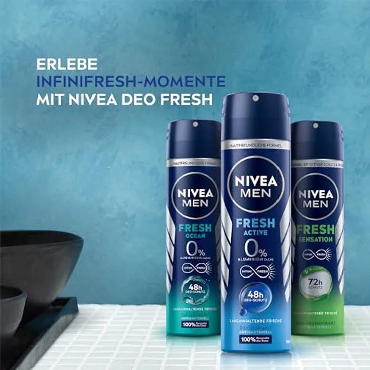 Nivea Men Fresh Active Deo Spray, Deodorant mit INFINIFRESH Formel und Meeresextrakten, 48h Schutz (150 ml) – Bild 5