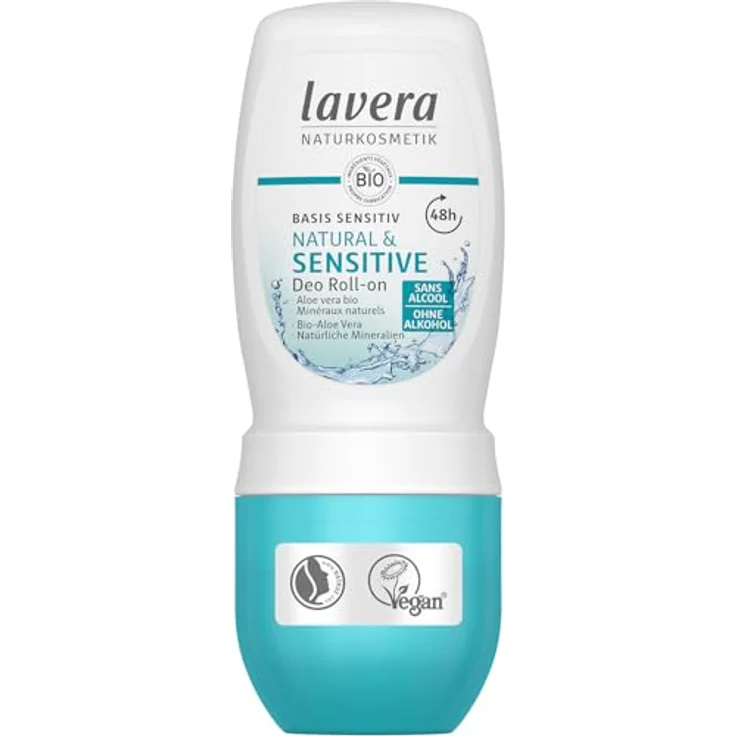 Lavera Basis Sensitive Natural & Sensitive Deodorant Roll-on, 50ml mit Bio-Aloe Vera, 48h Schutz für empfindliche Haut, alkoholfrei – Bild 1