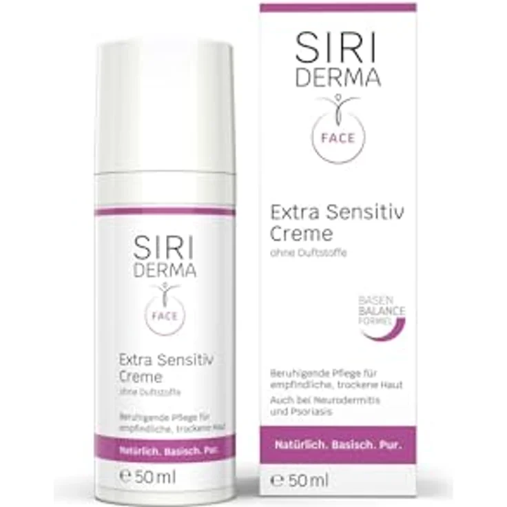 SIRIDERMA Extra Sensitiv Creme | Basische Gesichtscreme für sensible, sehr trockene Haut | Auch bei Neurodermitis, Psoriasis (ohne Parfum, 50 ml) – Bild 1