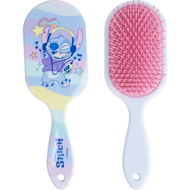 Cerda Haarbürste Lilo & Stitch, Rechteckige Kinderbürste für sanftes Entwirren, farbenfrohes Stitch-Motiv