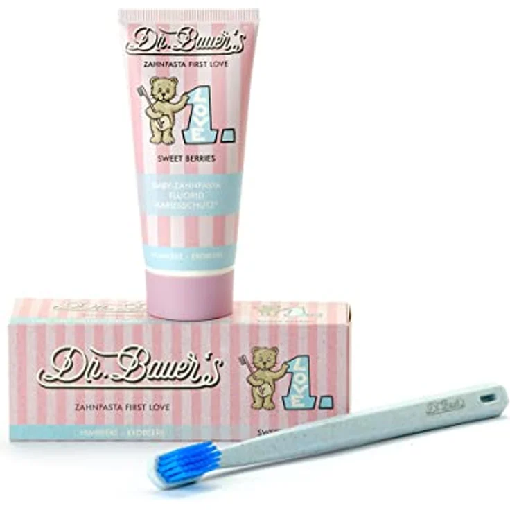 Dr. Bauer's Baby-Zahnpasta, Kinder-Zahncreme First Love Sweet Berries mit Fluorid, 2er Pack (2x 50ml) – Bild 5