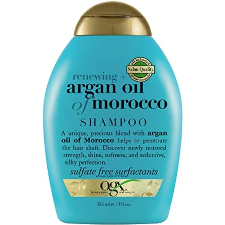OGX Renewing Argan Oil of Morocco Shampoo (385 ml), regenerierendes Haarpflege mit marokkanischem Arganöl, Volumenshampoo, sulfatfrei (Verpackung kann variieren)