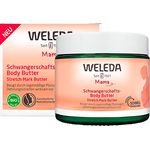 WELEDA Bio Mama Schwangerschaft Body Butter – vegane Naturkosmetik Babybauch Massage Körperbutter zur Dehnungsstreifen Vorbeugung. Hautpflege Körpercreme mit Sheabutter & Kakaobutter (1x 150ml)