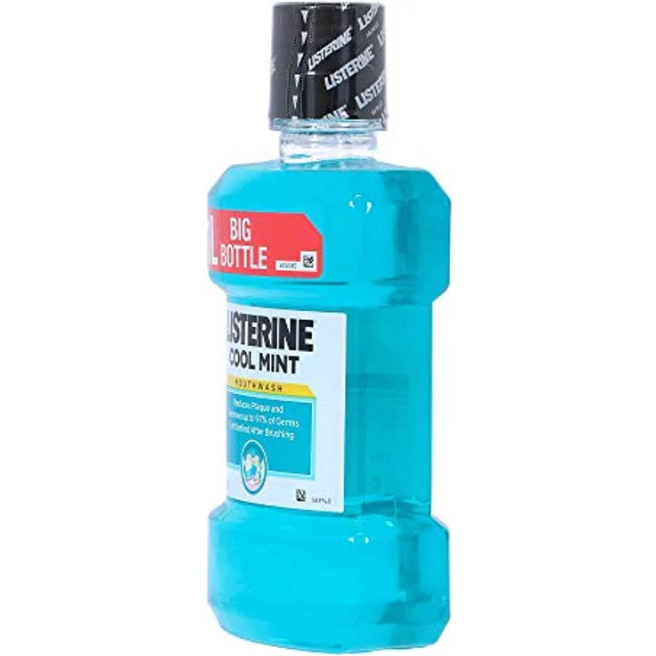 Listerine Mundspülung Cool Mint, 1 Liter, mit Alkohol, gegen Plaque, frischer Atem  – Bild 3