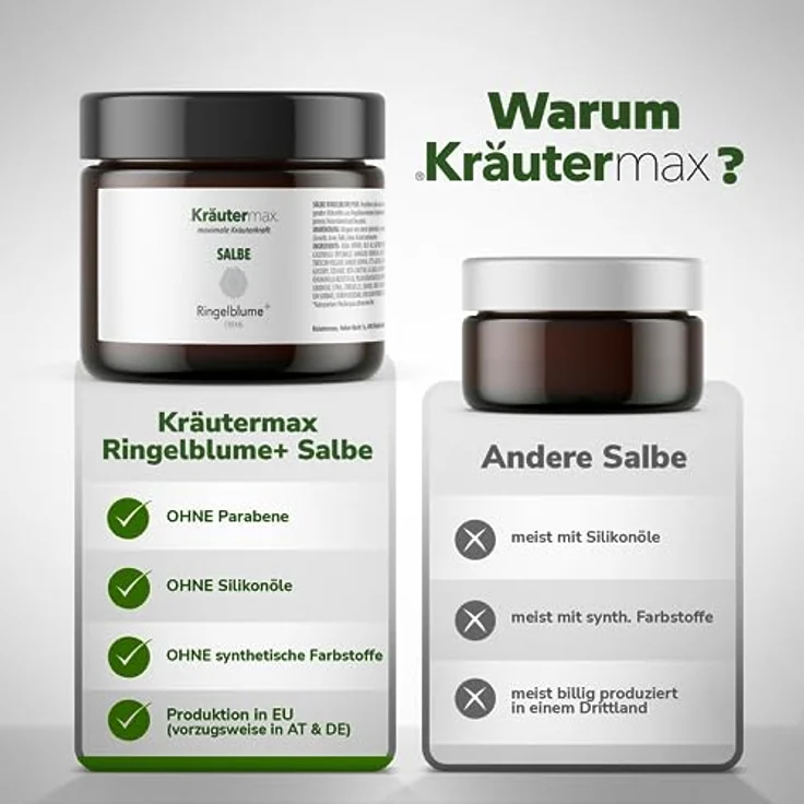 Kräutermax Ringelblume Salbe Ringelblumensalbe Rein Ohne Zusatzstoffe Calendula 1 x 100 ml, Pflegende Wirkstoffe aus Ringelblumen Blütenextrakt, Kamillenöl Ätherisch und Avocadoöl Kaltgepresst – Bild 3