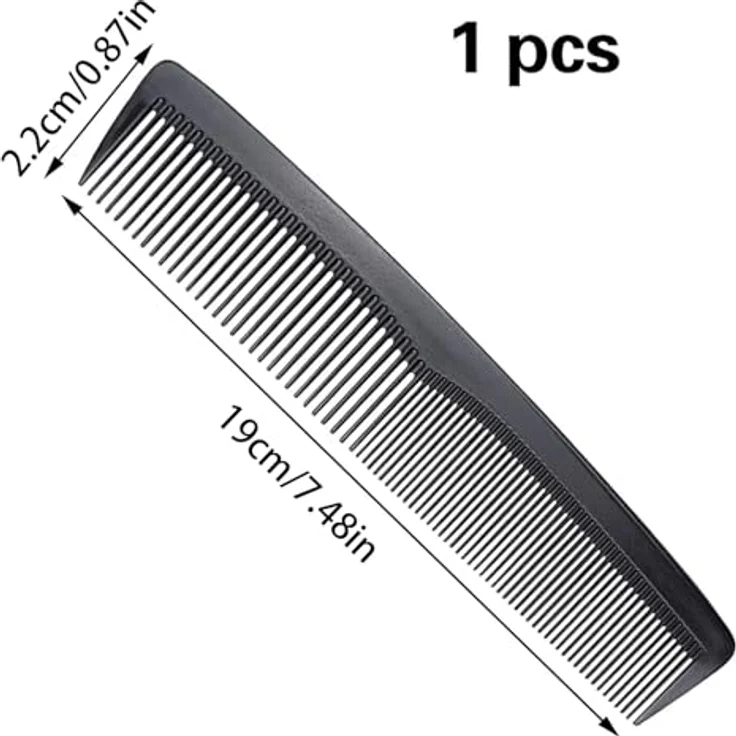 LINAERSHAO 19cm Styling Kamm, bruchfester, antistatischer Carbon-Kamm für Männer mit breiten und feinen Zähnen, schwarz – Bild 2