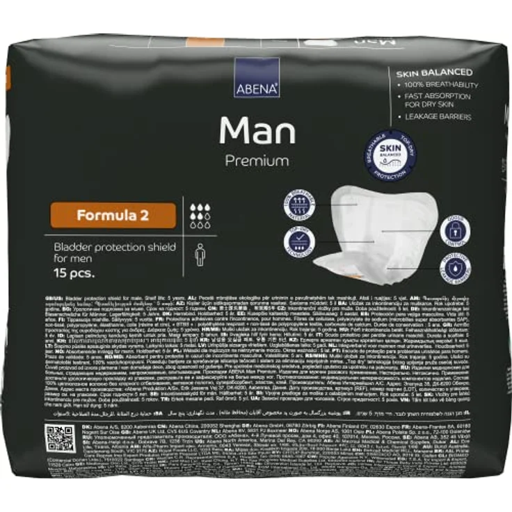 ABENA Abena Man Formel 2 Inkontinenzeinlagen für Männer, Eco-Labeled Herren-Inkontinenzeinlagen, extra Schutz, atmungsaktiv und bequem, 700 ml Saugfähigkeit, 15 Stück – Bild 2