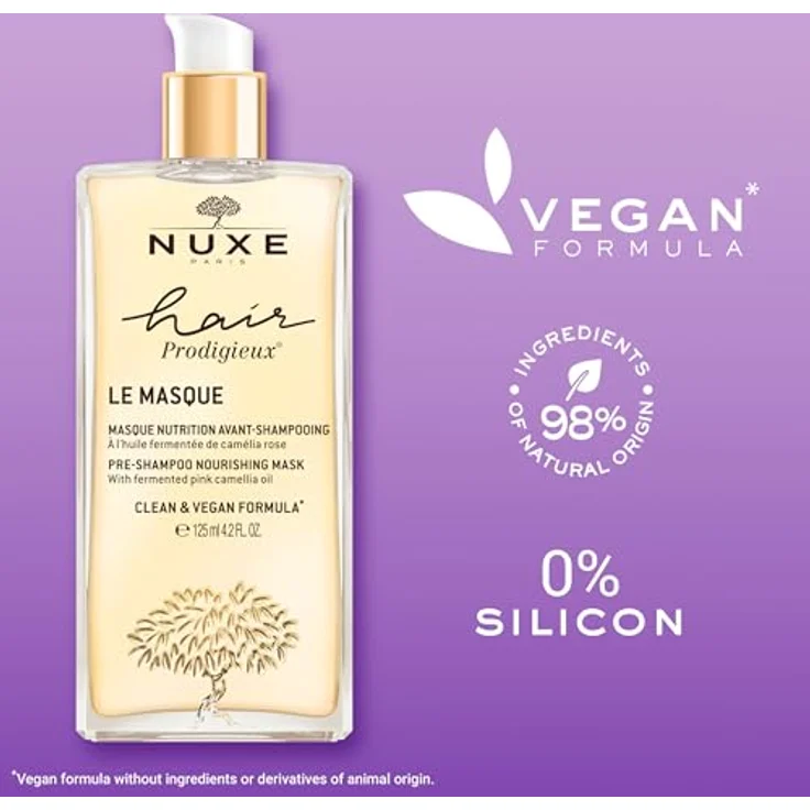 Nuxe Hair Prodigieux Le Masque Nutrition Avant Shampoo 125 ml - Intensiv nährendes und reparierendes Haarmaske vor dem Shampoo, formuliert mit fermentiertem rosa Kamelienöl – Bild 5