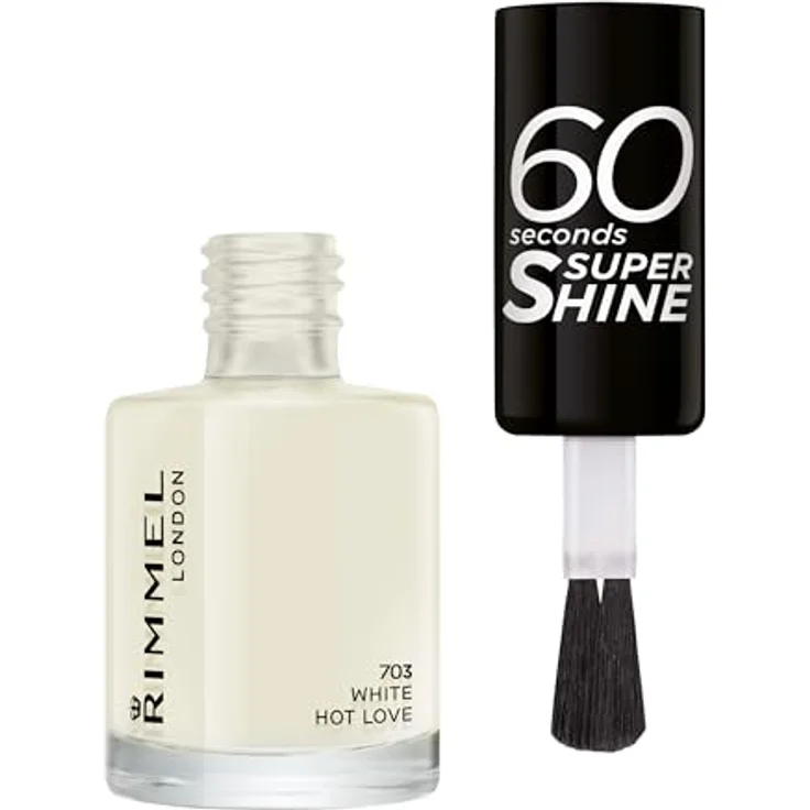 Rimmel London 60 Seconds Super Shine Schnell trocknender Nagellack 8 ml Farbton 703 White Hot Love – Bild 2