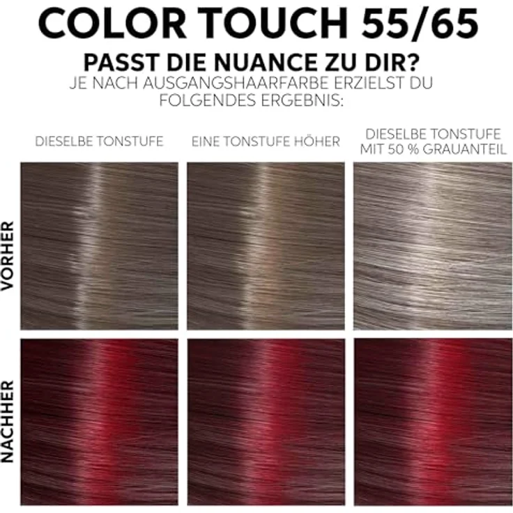 Wella Professionals Color Touch demi-permanente Haarfarbe ohne Ammoniak – Haarfärbemittel zur Farbauffrischung und Grauhaar-Abdeckung – Ansatz-Kit inkl. Haarmaske – 55/65 Bordeaux (130 ml) – Bild 5