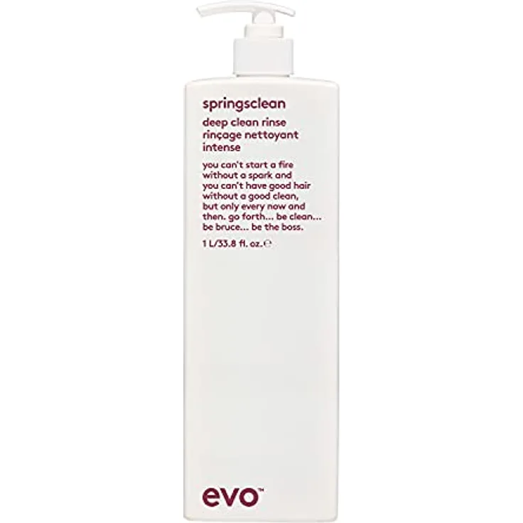 Evo springsclean deep cleaning rinse 1l I Tiefenreinigende Haarspülung für welliges und lockiges Haar I entfernt Ablagerung, Schmutz und überschüssiges Öl I vegan, ohne Sulfate