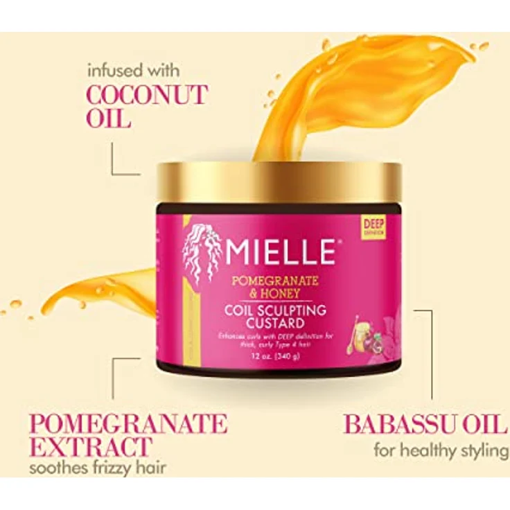 Mielle Organics Curling Custard, 340 ml, Granatapfel & Honey, ohne Paraben, Mineralöl, synthetische Farben – Bild 3