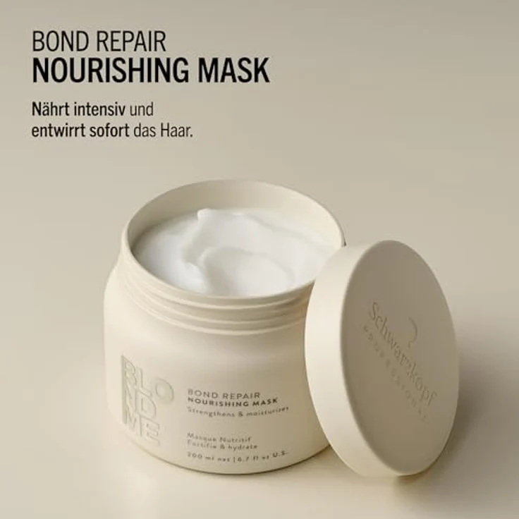 Schwarzkopf Professional BLONDME Bond Repair Nourishing Mask Haarmaske Glättend, Hydratisierend Und Weichmachend 200 ml, für Blondes Haar – Bild 4