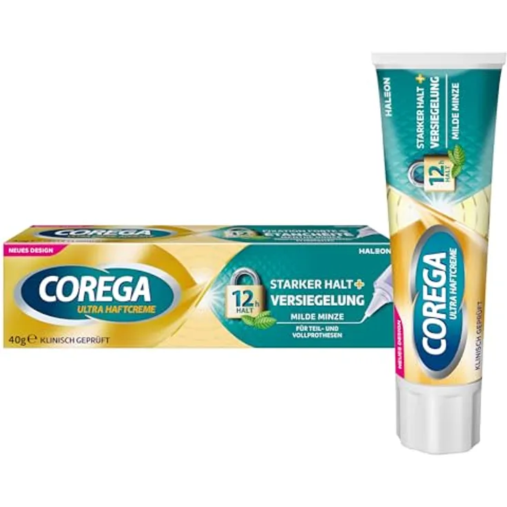 COREGA Ultra Haftcreme, 40 g, starker Halt und Versiegelung für Zahnprothesen