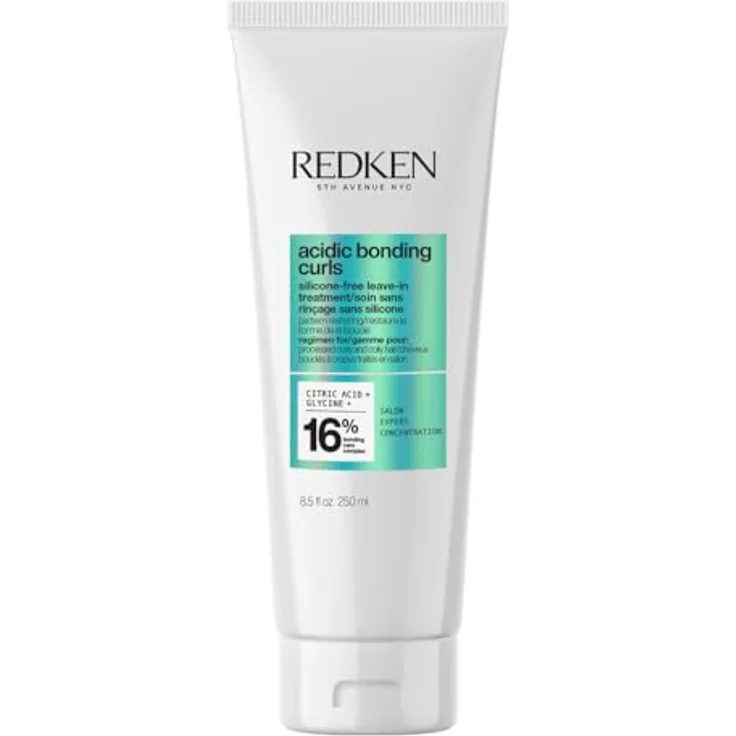 REDKEN Treatment zur Regeneration der Struktur von behandelten, geschädigten Locken, Mit Zitronensäure Glycin & Avocado-Öl, Silikonfrei, Vegan - Acidic Bonding Curls Leave-In Treatment, 1 x 250 ml