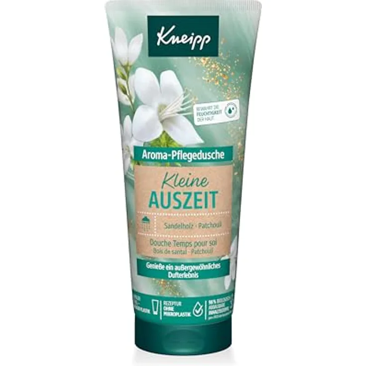 Kneipp Aroma-Pflegedusche Kleine Auszeit, Feuchtigkeitsspendend mit Sandelholz und Patchouli, 200ml, vegan, ohne Mikroplastik