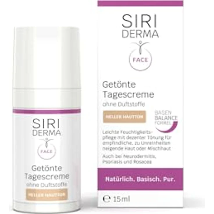 SIRIDERMA Getönte Tagescreme | heller Hautton I Natürliche Tönung für das Gesicht | Bei empfindlicher Haut | Auch bei Rosacea (ohne Parfum, 15 ml) – Bild 1