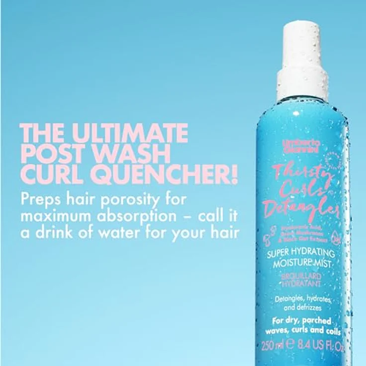 Umberto Giannini Thirsty Curls Detangler, 250 ml veganes Leave-in-Conditioner-Spray für trockenes, knotiges Haar mit feuchtigkeitsspendendem Dreifach-Komplex – Bild 2