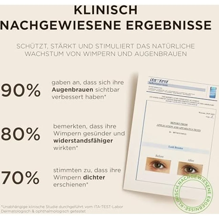 HUYGENS Wimpernserum & Augenbrauenserum, Conditioner mit Bio-Rizinusöl, klinisch bestätigte Wirkung: +19% Dichte & Länge, 99% natürlich, 3,5 ml – Bild 4