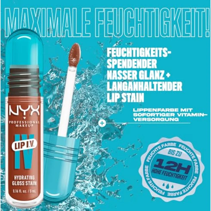 NYX Professional Makeup Lip IV, langlebiger Lipgloss mit feuchtigkeitsspendender Wirkung, Farbton 01 - CARAMEL DRIP, 5 ml – Bild 3