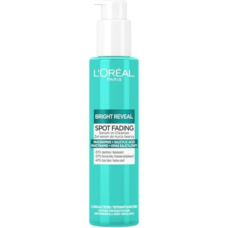 L'Oréal Paris Bright Reveal Gel Gesichtsreiniger, 150 ml mit klinisch bestätigter Wirksamkeit gegen Talg und Unvollkommenheiten