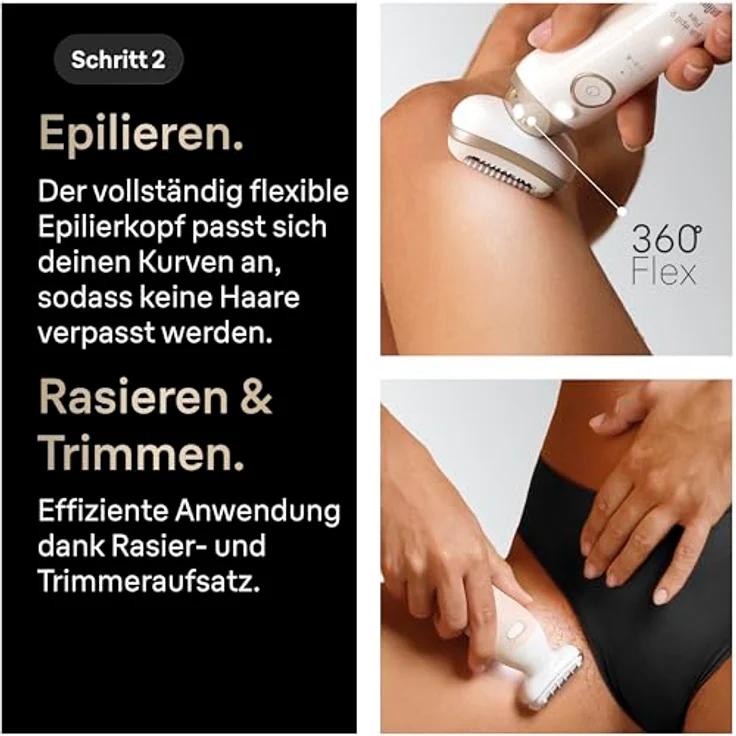 Braun Silk-épil 9 Flex SkinSpa 9-481, 3D Epilierer für Nass- und Trockenrasur mit flexiblem Kopf, präzise Haarentfernung – Bild 5