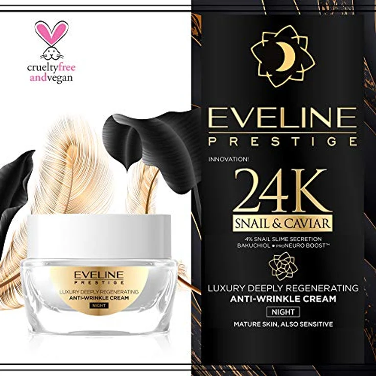 Eveline Cosmetics 24K Snail & Caviar Nachtcreme, regenerierende Gesichtscreme mit Schneckenextrakt gegen Falten, 50 ml – Bild 2