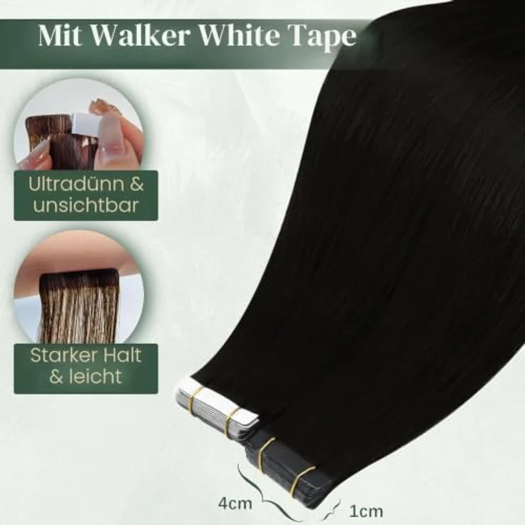 Ugeat Invisible Tape Extensions Echthaar, Dunkelbraun 35 cm, 40g, 20 Stück, Remy-Echthaar, wiederverwendbar – Bild 3