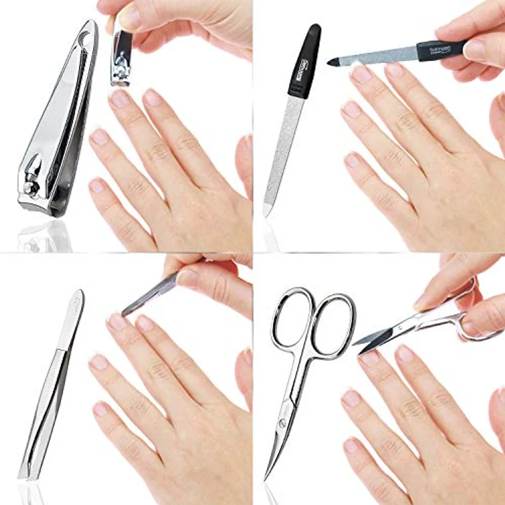 marQus Maniküre Set 4 teilig, Nagelpflegeset mit Feile aus Solingen, kompakt und praktisch, blau – Bild 3