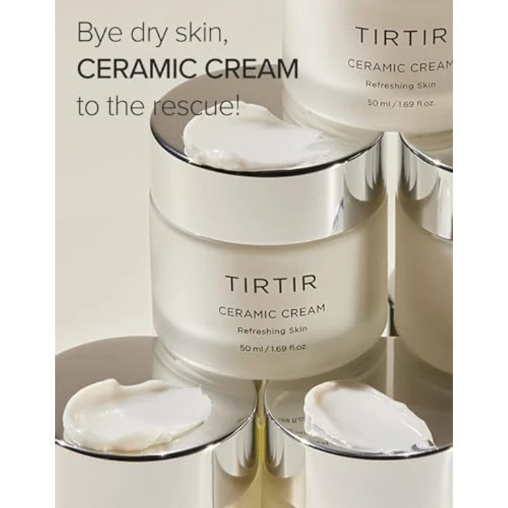 TIRTIR Ceramic Cream, erfrischende feuchtigkeitsspendende Gesichtscreme für trockene Haut, 50 ml, sorgt für intensive Feuchtigkeit und stärkt die Hautbarriere – Bild 6