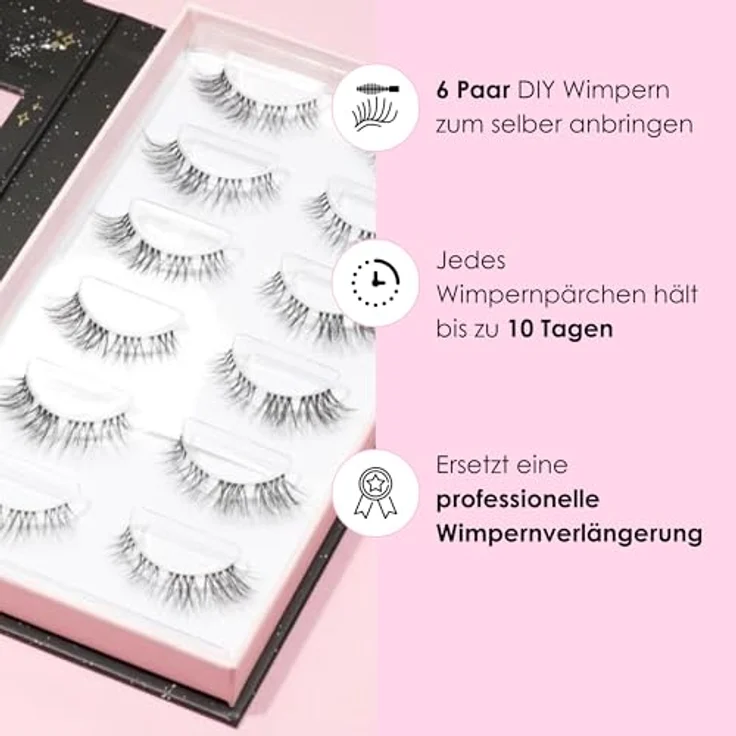 AYLASHES DIY Wimpernextensions Starter Set CAFE GLAM, 6 Paar D-Curl Wimpern, Applikator, Wimpernkleber, Top Coat Sealer schwarz, bis zu 7 Tage Halt – Bild 4