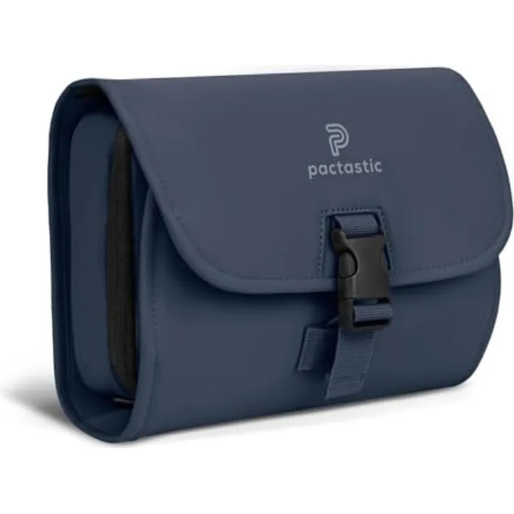 Pactastic Kosmetiktasche zum Aufhängen | 340 g Leichter ausklappbarer Kulturbeutel/Rolle mit 4 Reißverschlussfächern aus wasserabweisendem Tech-Material | 24 x 6 x 21 cm für Pflegeprodukte