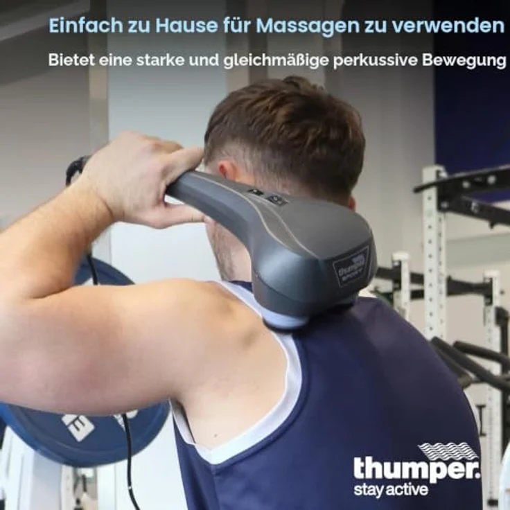 Thumper Massagegerät Sport, tragbares Klopfmassagegerät mit verstellbarer Intensität, 2 Massageaufsätzen, 1,4 kg, ergonomischer Griff – Bild 4