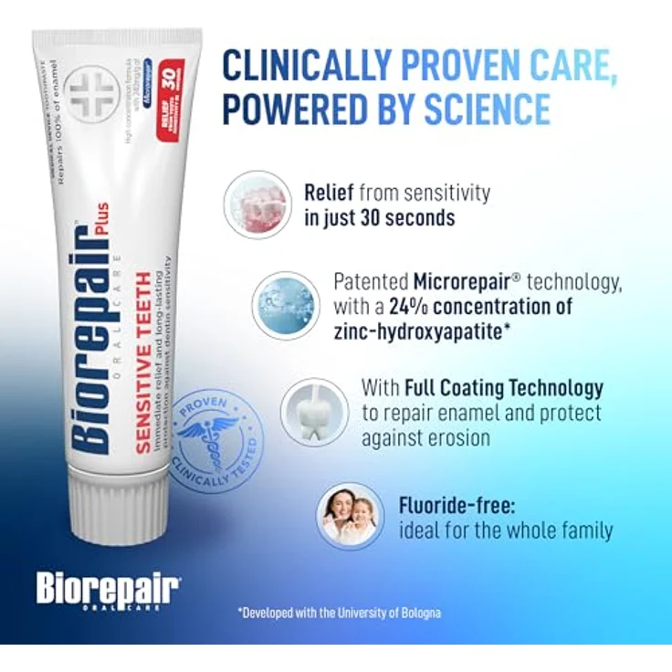 Biorepair Plus Sensitive Teeth Zahnpasta für empfindliche Zähne, 75 ml, stärkt Zahnschmelz und reduziert Empfindlichkeit – Bild 6